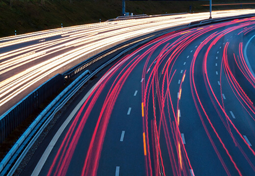 Symbolic photo for MediaStream: lights on a freeway at night